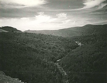 Robert E. Howe, #7, Yellowstone Falls and Headwaters of the East Fork of the Pigeon River, Section 2V of the Blue Ridge Parkway, 1955.  