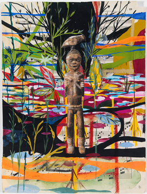 Radcliffe Bailey, Notes from Elmina III, 2011. Gouache, collage and ink on paper, 12 x 9 inches. High Museum of Art, Atlanta, Gift of Bert and Cathy Clark, 2011.9.