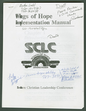 Draft of Wings of Hope Implementation Manual, circa 1995. Courtesy of SCLC records, MARBL, Emory University.