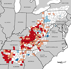 County Economic Status in Appalachia, Fiscal Year 2013, Appalachian Regional Commission. 