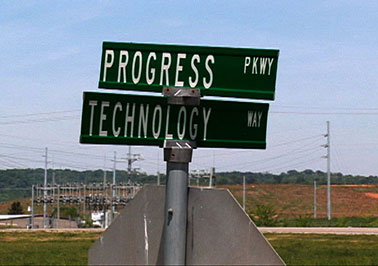 Street signs, new industrial park, Morristown, Tennessee, from Morristown: in the air and sun (2007).