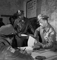 Toni Frissell, Tuskegee airmen Woodrow W. Crockett and Edward C. Gleed, Ramitelli, Italy, March 1945. Courtesy of the Library of Congress.