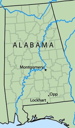 Location of Lockhart, Alabama, 2012.