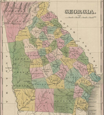 Anthony Finley, Map of Georgia, 1824, from The New General Atlas.  Birmingham Public Library Cartography Collection, digitized by the University of Alabama.