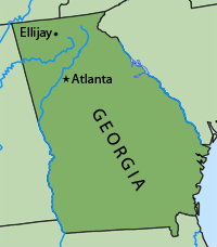 Location of Ellijay, Georgia, 2012.