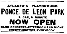 Ponce de Leon Park Advertisement, Atlanta Constitution (May 20, 1907)