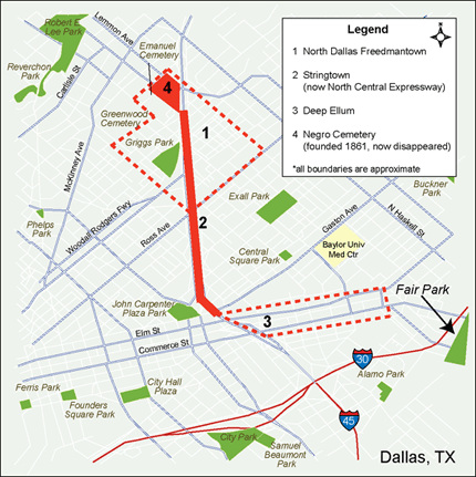 Area of Dallas Discussed in This Essay (Showing Historical Boundaries), Stacey Martin, 2007