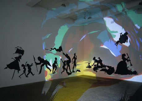 Kara Walker, Darkytown Rebellion, 2001. Cut paper and projection on wall.