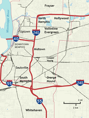 Map of Memphis neighborhoods