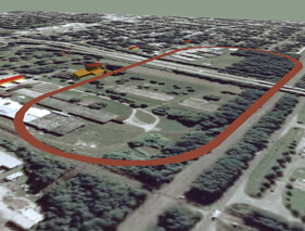 Kwesi DeGraft-Hanson, Michael Page, and Kyle Thayer, Superimposition: Re-imaged Ten Broeck Race Course on 2007 aerial photo of site, looking northeast, Savannah, Georgia, 2010.