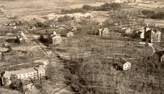 Photographer unknown, Aerial view of Oxford, c.1925. Courtesy, Emory University Archives. EUPIX - Oxford Series, EUP-0014.