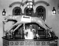 Robertson and Fresh, A Bartender at Colombia Spanish Restaurant supporting dog racing, Ybor City, Florida, April 19, 1942. Catalog no.: R05-00010677.