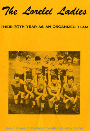 Many women formed same-sex friendships and romantic relationships through softball teams like the Tomboys and the Lorelei Ladies. Programs, such as this one pictured here, were distributed to spectators at the games. Lorelei Ladies program, 1969. Courtesy of the Kenan Research Center at the Atlanta History Center. 