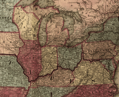 G. Woolworth Colton, Detail from Map of the United States of America, 1850. 
