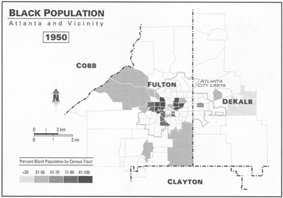 Black Population: Atlanta and Vicinity, 1950 Kevin Kruse, White Flight: Atlanta and the Making of Modern Conservatism Princeton, NJ: Princeton University Press, 2005.