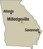 Map of Milledgeville, Georgia.