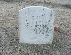 Mark Auslander, Headstone reading "Louisa. Died Nov. 2, 1882 Faithful servant of Professor G.W.W. Stone" (east face), Oxford City Cemetery, Oxford, Georgia, 2000.