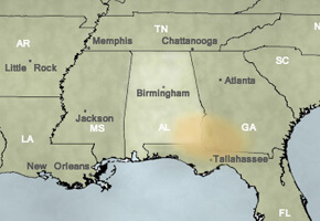 Map of Wiregrass Region of Alabama