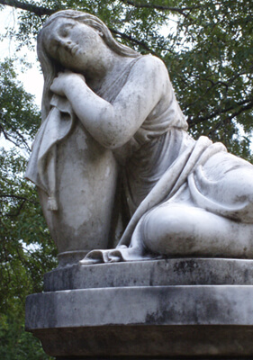 Mark Auslander, Memorial statue to Carrie Maude Pinson Cleveland (1834-1860) in Childers Chapel Cemetery, Summerfield, Alabama, 2008.