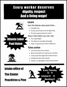 Terry Easton, Flyer for Atlanta Labor Pool Workers' Union, Atlanta, Georgia, May 2002. Terry Easton, Flyer for Atlanta Labor Pool Workers' Union, Atlanta, Georgia, May 2002.