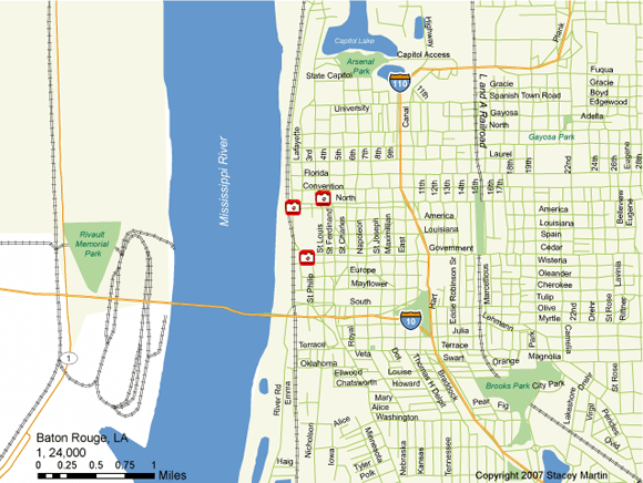 Stacey Martin, map of Baton Rouge, Louisiana, 2007.