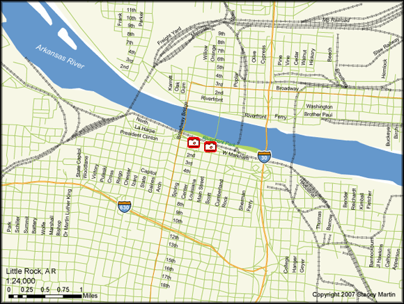 Stacey Martin, map of Little Rock, Arkansas, 2007.