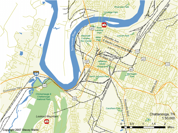 Stacey Martin, map of Chattanooga, Tennessee, 2007.