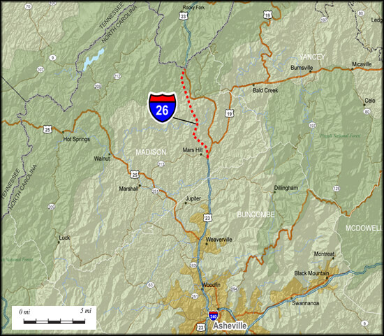 Map of Madison County, North Carolina.