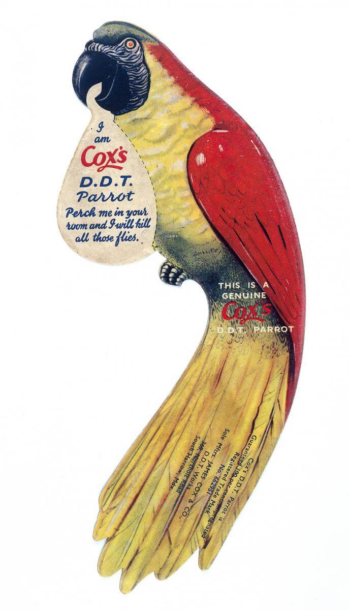 Cox's DDT Parrot, ca. 1940. Courtesy of Wikimedia Commons. Creative Commons license CC BY 4.0.