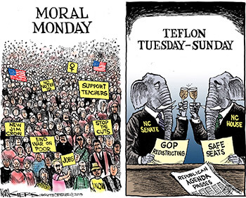 Moral Monday, July 30, 2013. Cartoon by Kevin Siers. Reprinted with permission, Kevin Siers, The Charlotte Observer.