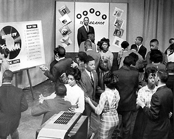 Bob King watches dancers on Teenarama, Washington DC, ca. 1960s, in Kendall Productions Records, Smithsonian Anacostia Community Museum. 