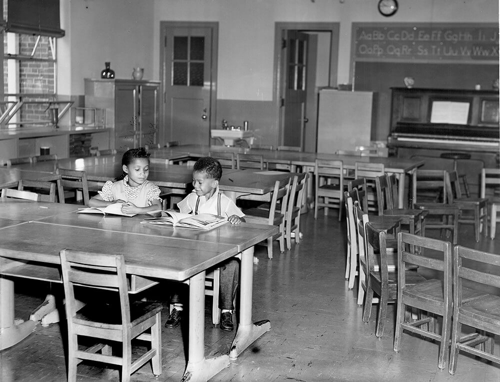 Linda McKinley and Charles E. Ridley at Fehr Elementary School, Nashville, TN, September 1957. © Nashville Public Library.​​