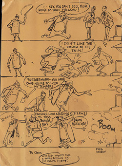 Fred Wright, The Wade House Bombing Comic Strip, 1954. Reproduced with permission from the Wisconsin Historical Society.