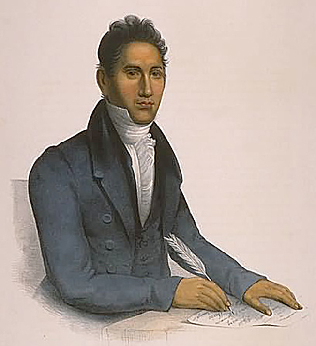 John Ridge (ca. 1802 – June 22, 1839), 1825. Portrait by Charles Bird King. Courtesy of Wikimedia Commons. Image is in public domain.