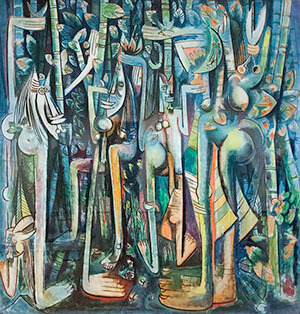 Wifredo Lam's The Jungle, gouache on paper mounted on canvas, 1943. Photograph by Kent Baldner. Courtesy of Kent Baldner.