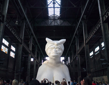 approach, photograph inside Kara Walker's A Subtlety, Brooklyn, New York, June 6, 2014. Photograph by Eric Konon. Courtesy of Eric Konon.