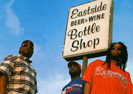 Photograph of Atlanta’s Lil Jon & the East Side Boyz at a local landmark (Ichiban Records, 1997). 