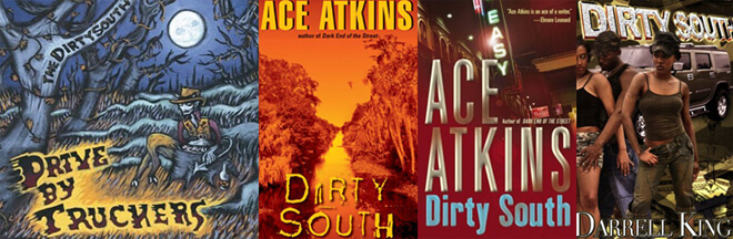 Comparison of imagery from mid-2000s CD and book covers reveals the Dirty South as multifaceted and contradictory. (New West, 2004 ; Avon, 2005 ; Wm. Morrow, 2004 ; Triple Crown Publ., 2005).