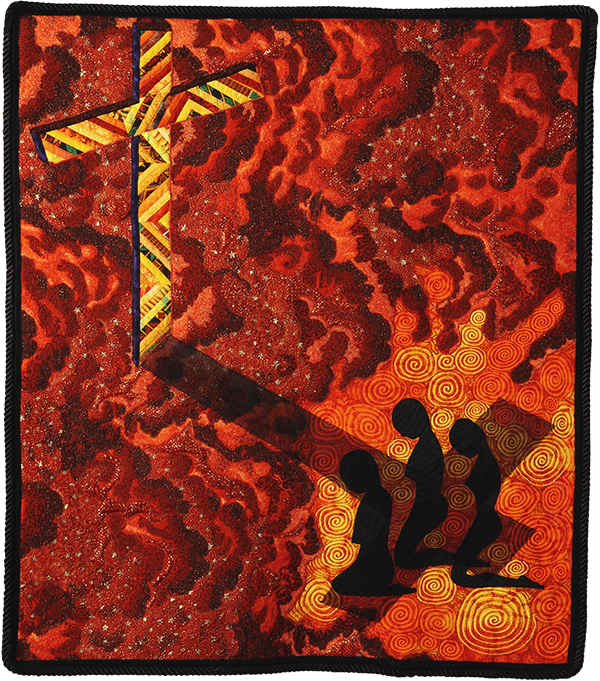 Full of the Faith, 2004. © Gwendolyn A. Magee. Pieced, quilted, stitched, and appliquéd fabrics, with cording. 42.5''x37''. Collection of the Gwendolyn Ann Magee Estate, D. E. Magee, administrator. Photograph by Dave Dawson Photography.