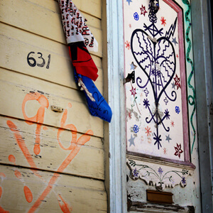 X-Codes 5, Faubourg Marigny, New Orleans, Louisiana, March 23, 2006. Photograph by Paul Conlan. Marigny home located near Holy Trinity Catholic Church (closed). © Paul Conlan.