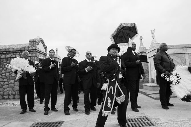 "Black Men of Labor Lead Doc Paulin's Jazz Funeral," New Orleans, Louisiana, November 25, 2007. Photograph by Derek Bridges.