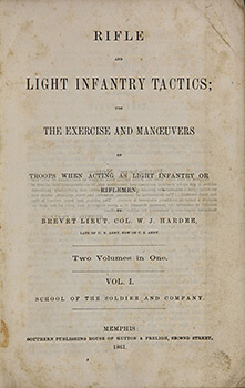 Cover page, William Hardee's infantry tactics textbook, 1861. Confederate Imprints, 1861–1865, Manuscript, Archives, and Rare Book Library, Emory University.