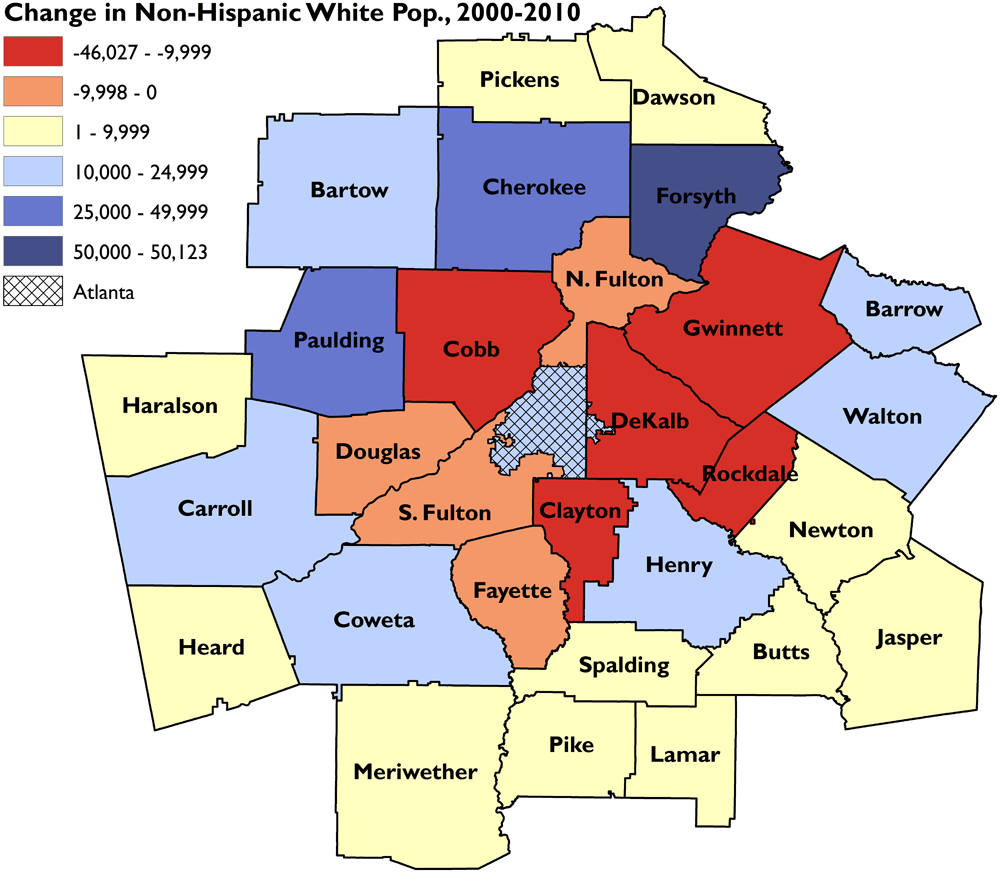 Georgia Racial Demographics Map Segregation's New Geography: The Atlanta Metro Region, Race, And The  Declining Prospects For Upward Mobility - Southern Spaces