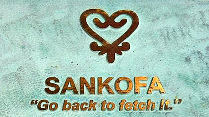 Sankofa: "Go back to fetch it." Adinkra symbol at the African Cemetery at Higgs Beach, Key West, Florida, March 2014. Photographs courtesy of the author.