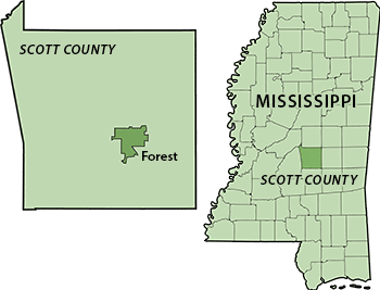 Scott County, Mississippi. Data from Wikimedia Commons. Courtesy of Southern Spaces.