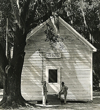 Melvin Harris Goodwin, on left, at the Emory University Field Station. Baker County, Georgia. Photograph. Melvin H. Goodwin papers, Manuscript, Archives, and Rare Book Library, Emory University.