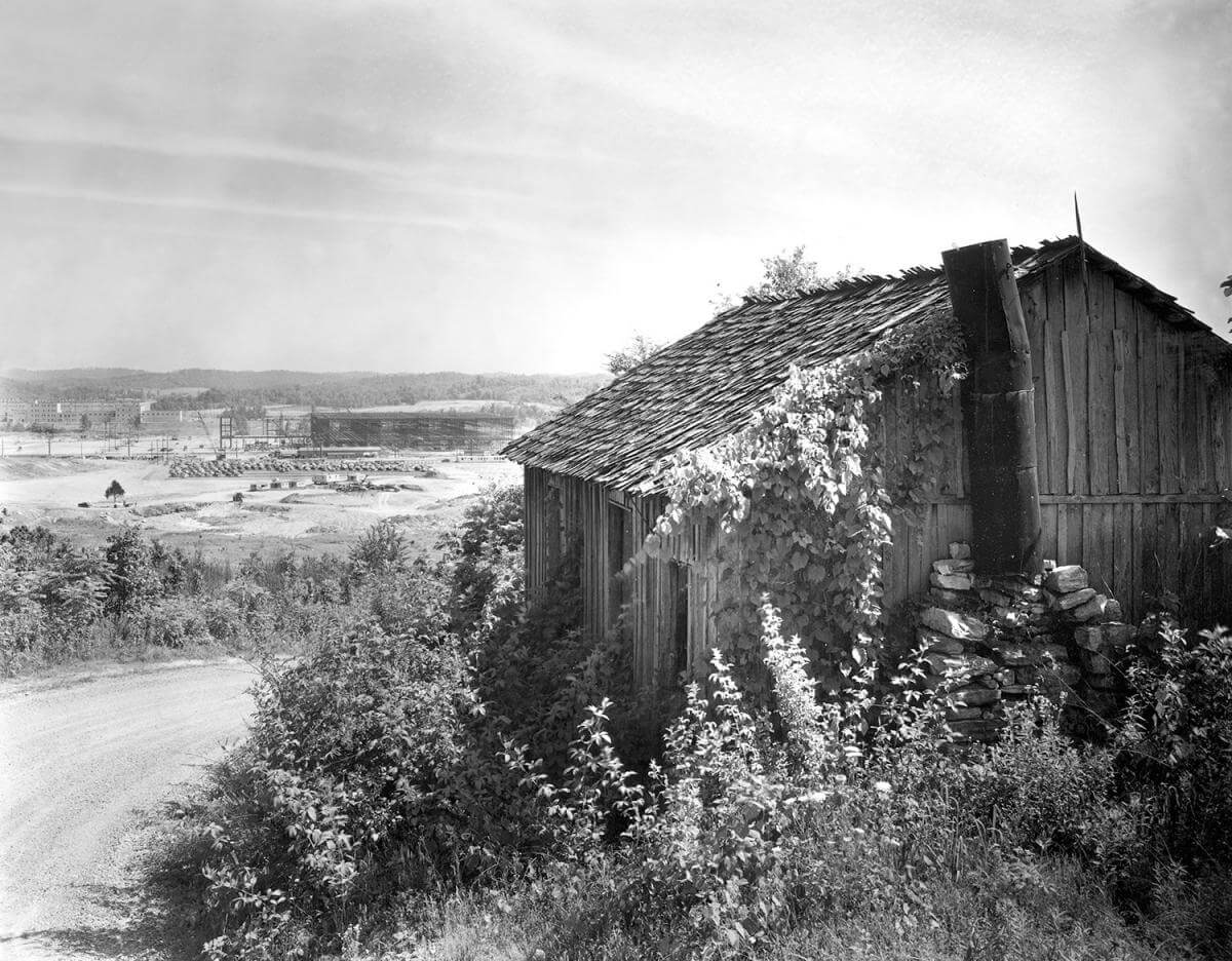 K-25 under construction, Oak Ridge, TN, ca. 1942. Photo by Ed Westcott. Courtesy of Wikimedia Commons. Image is in public domain.