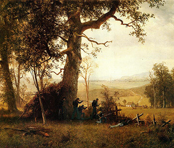 Guerilla Warfare. Picket Duty in Virginia, 1862. Oil on canvas by Albert Bierstadt. Courtesy of WikiPaintings.org.