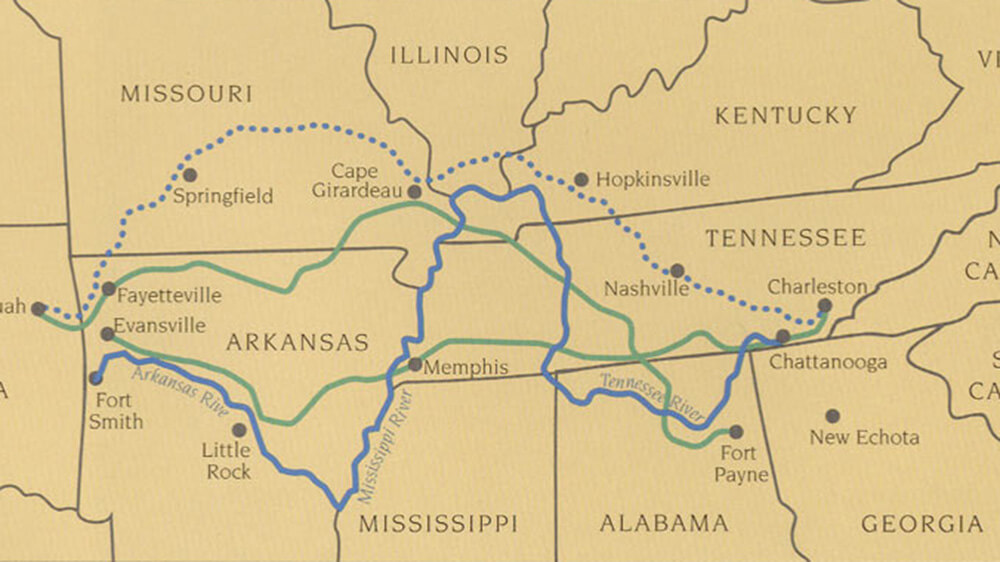Map of Cherokee removal routes.